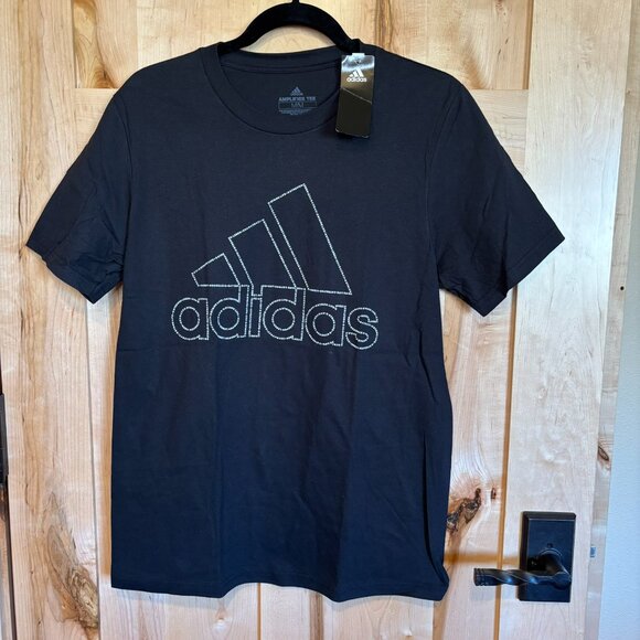 New Set of 2 Men's Adidas Amplifier T Shirts Gray Black Logo M Medium - Picture 2 of 13